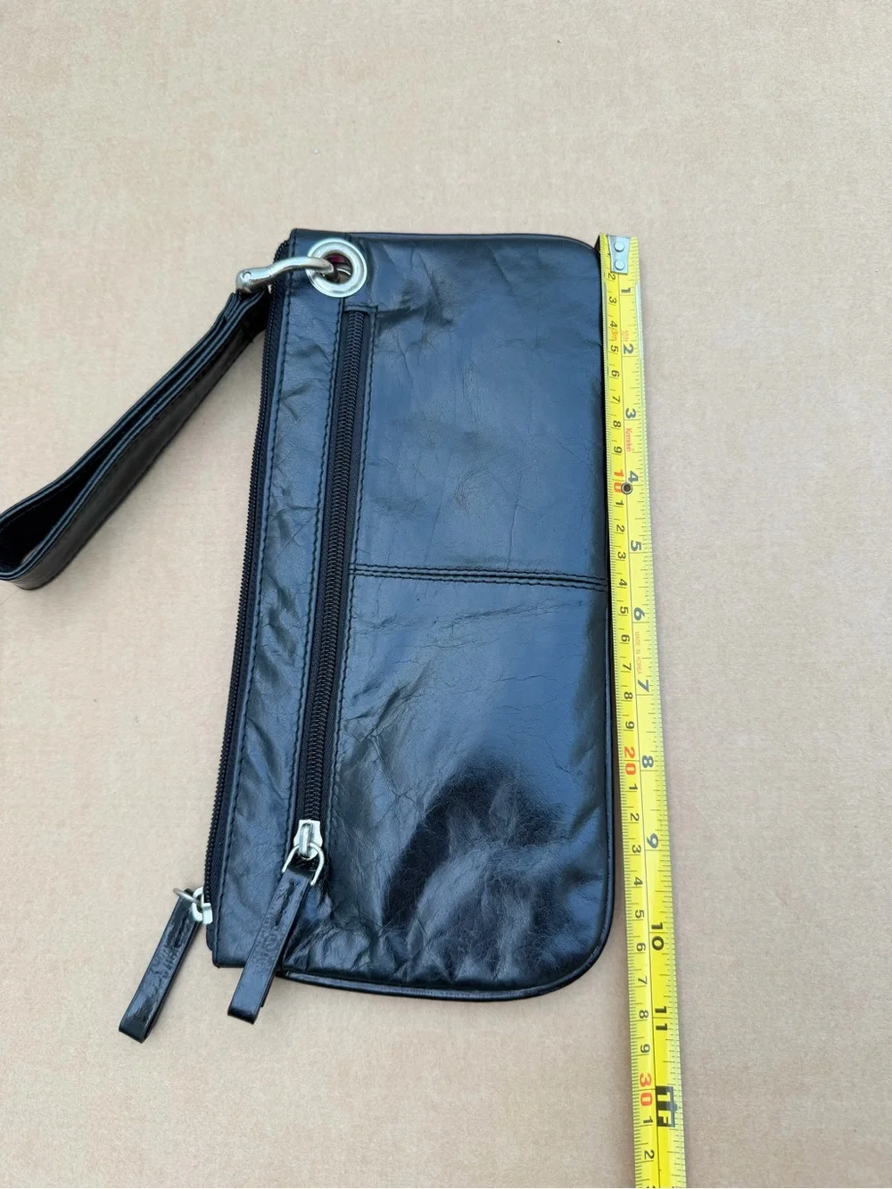 Sophia Visconti Black Wristlet Clutch Bag Silver Hardware Paisley Lining